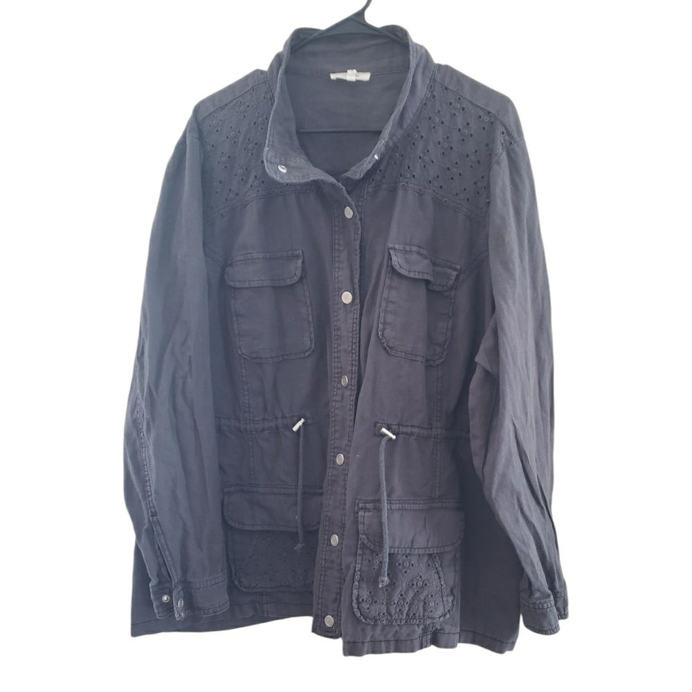 Charcoal Utility Jacket with Lace Details